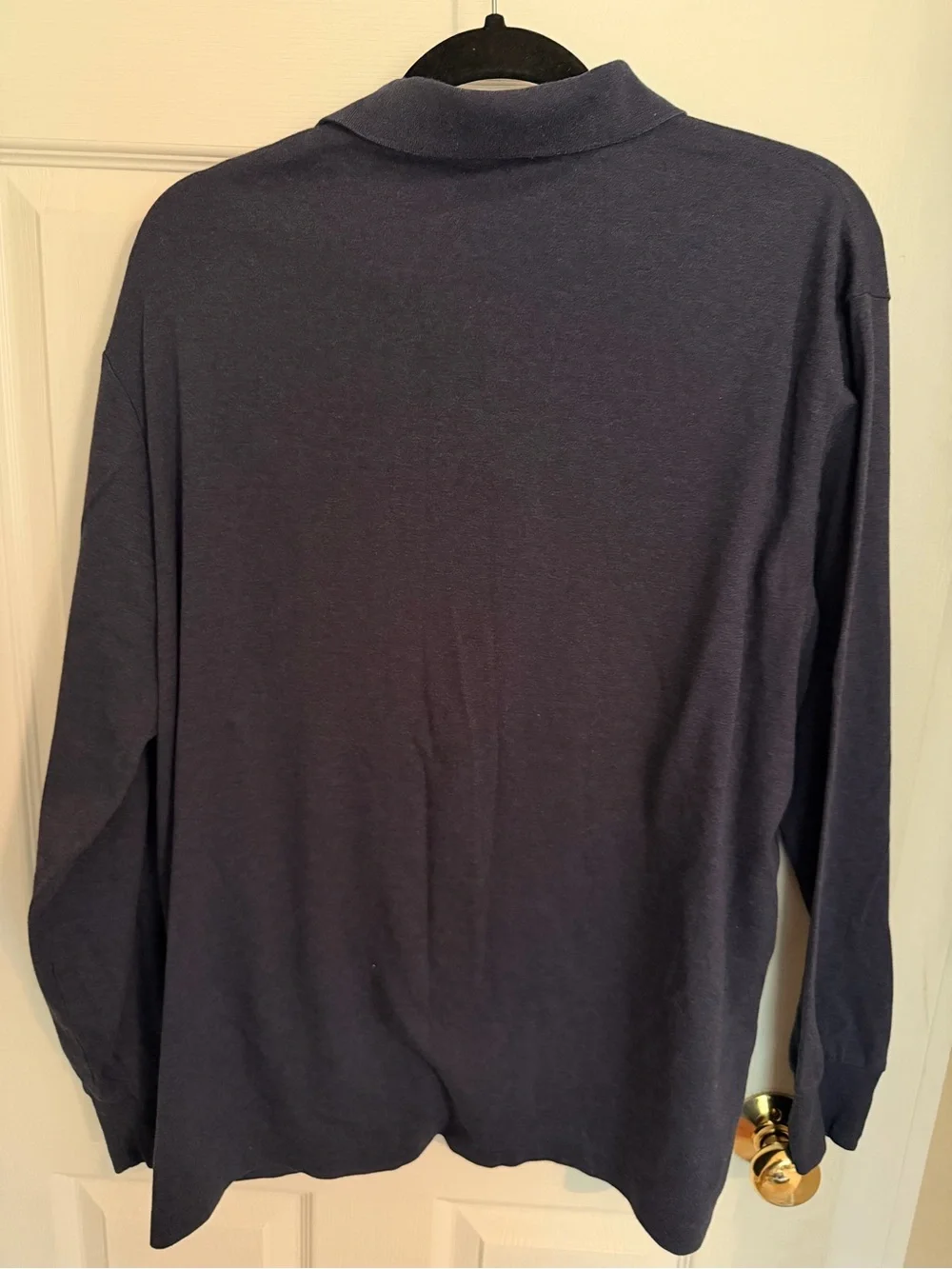 Ralph Lauren Navy Long-Sleeve Rugby Polo with Brown Contrast